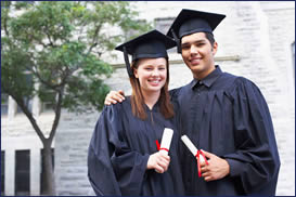 Couple wearing Graduation gown